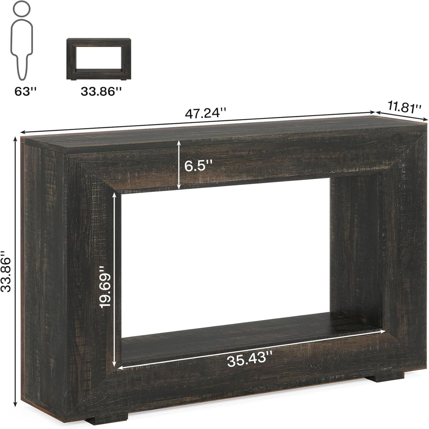 Narrow Entryway Storage Console Table With Open Shelf