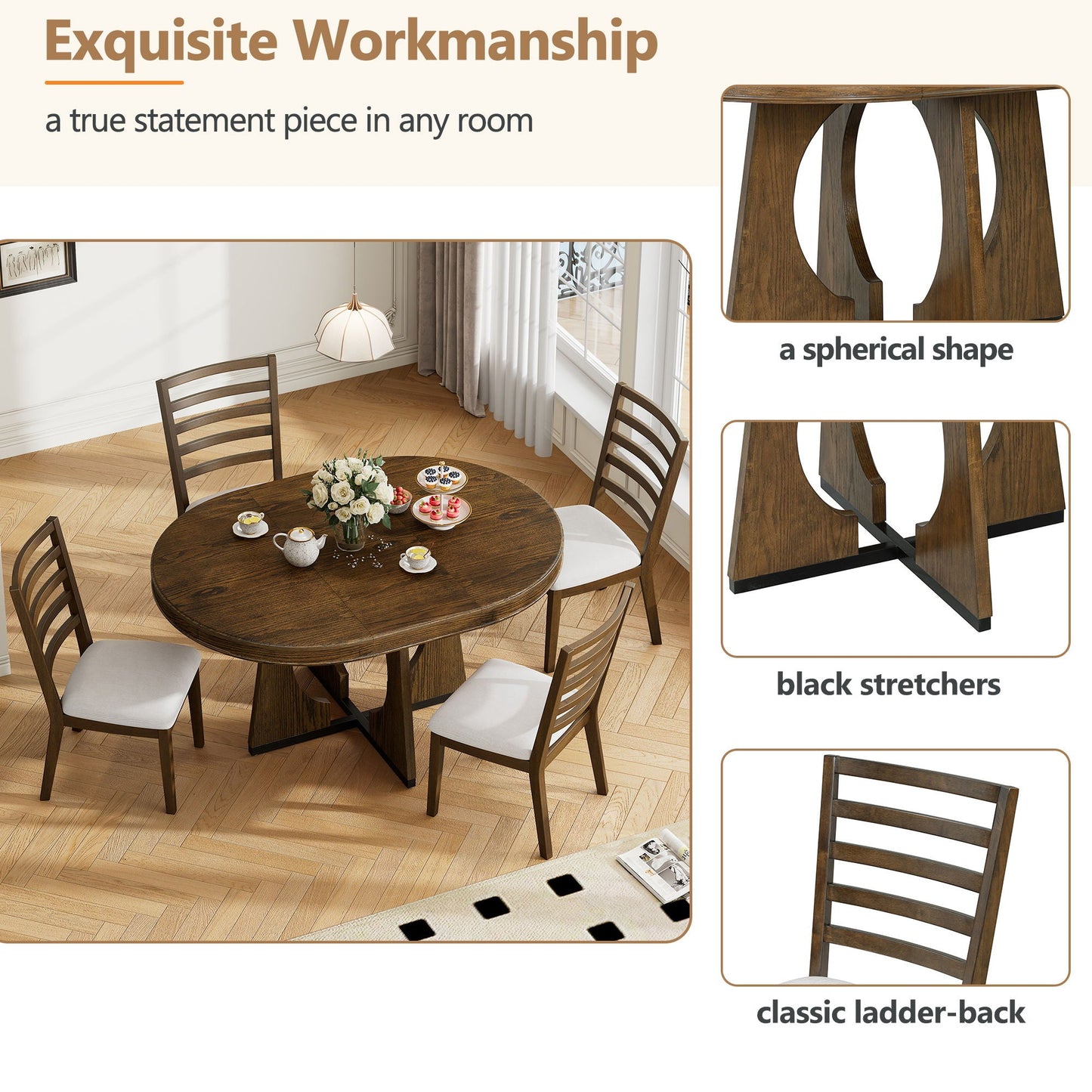 Round Dining Table Set For 4 With Chairs