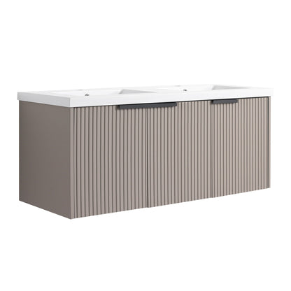 Contemporary Wall Mounted Bathroom Vanity With Resin Double Sink