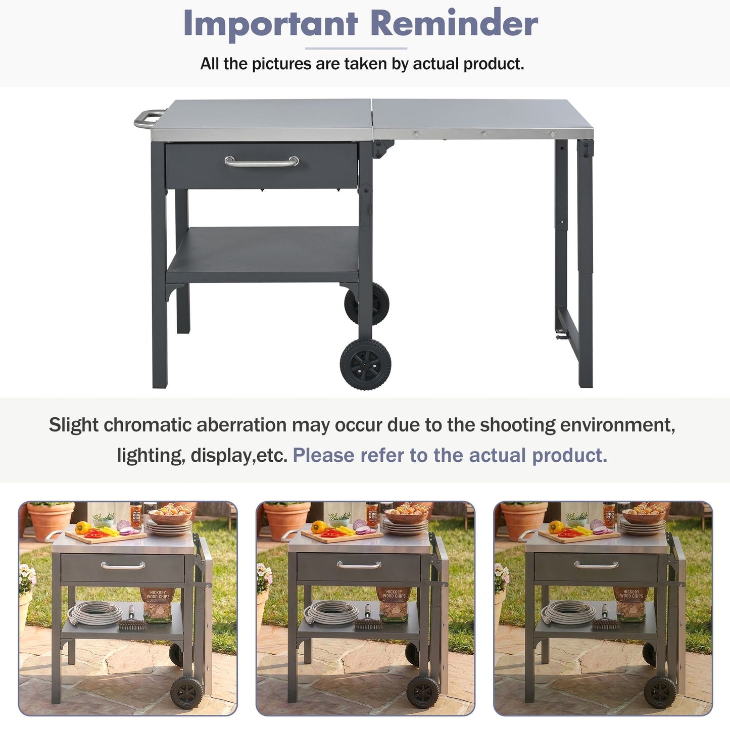 Foldable Outdoor Kitchen Cart With Storage For Patio