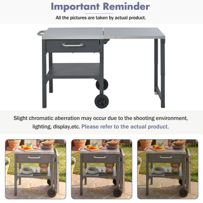 Foldable Outdoor Kitchen Cart With Storage For Patio