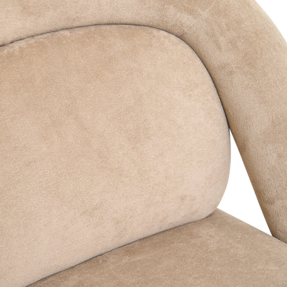 Stylish Dark Beige Velvet Lounge Chair