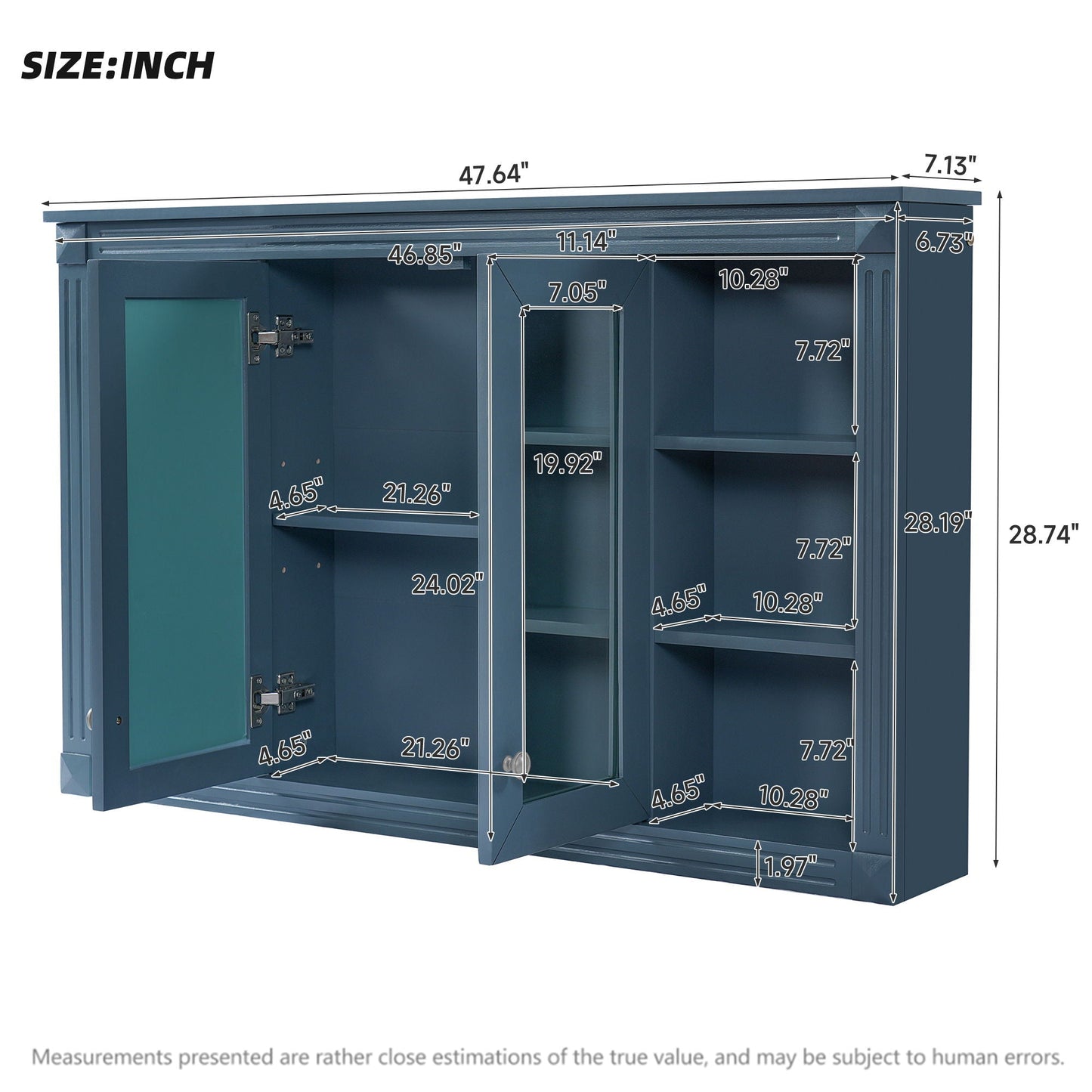Wall-Mounted Mirror Cabinet With Adjustable Shelf and Open Shelves