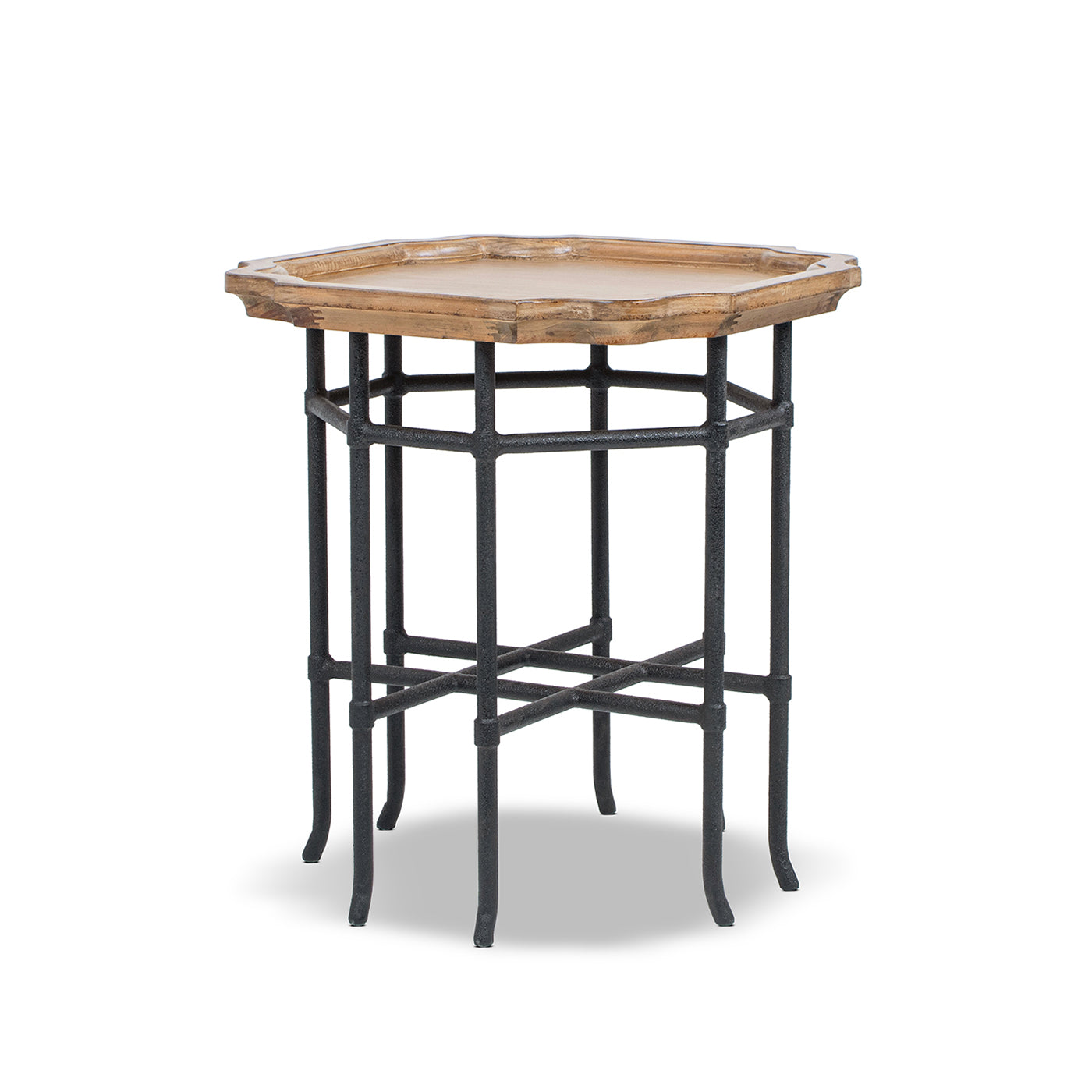 Foundry 24" Square Reclaimed Pine Wood & Iron Side Table Antique