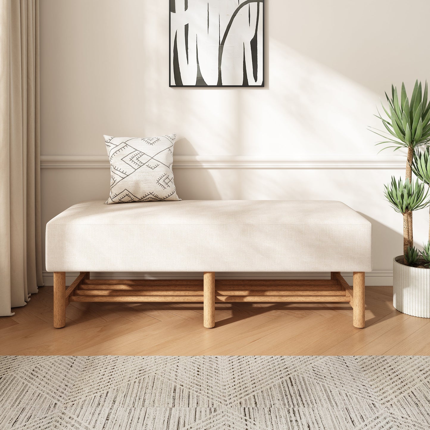 Rectangular Upholstered Storage Bench