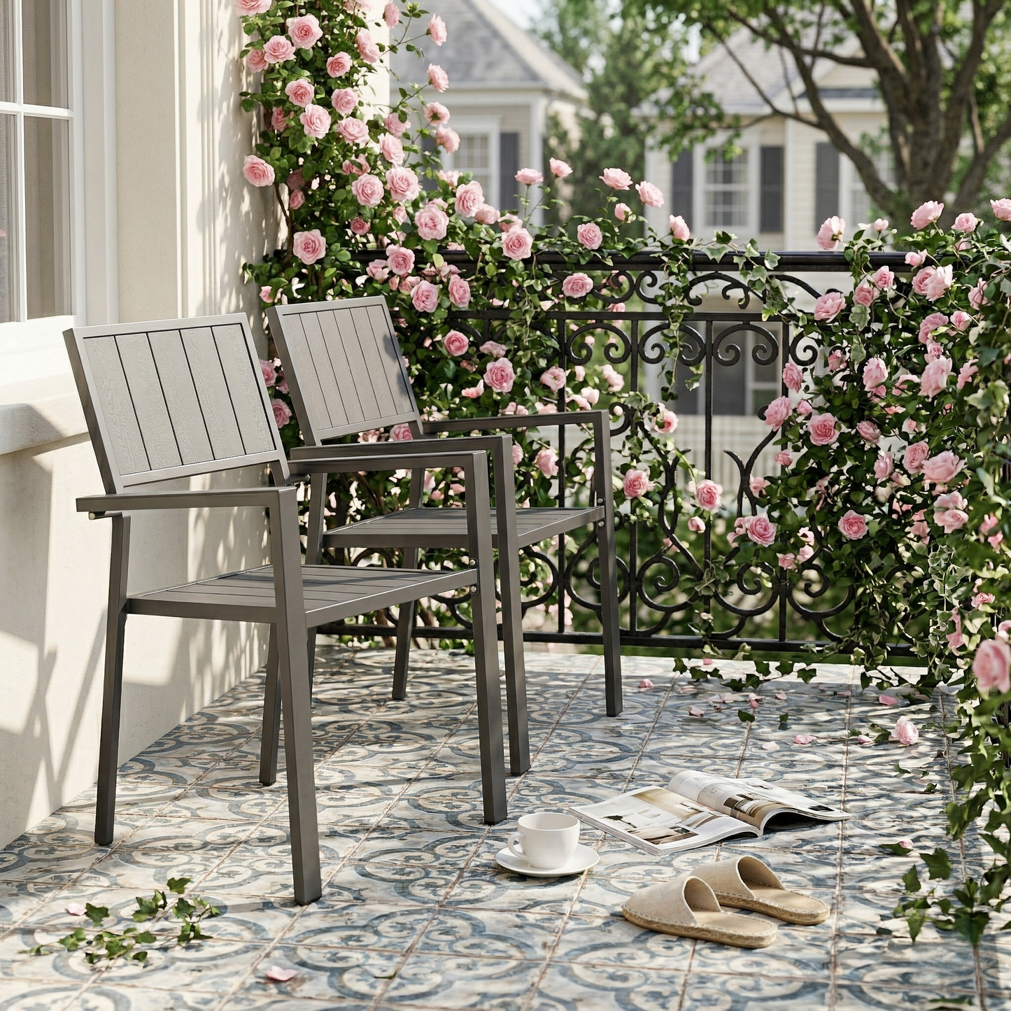 Modern Outdoor Indoor Metal Side Chair - Set of 2