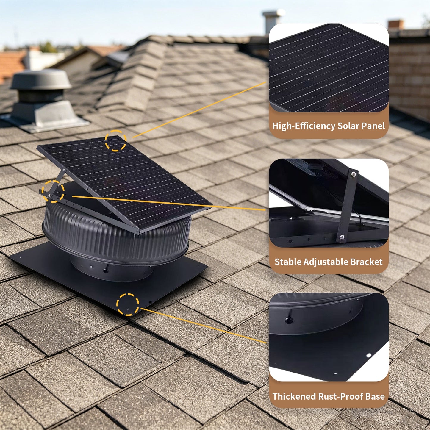 12" Adjustable Solar Roof Vent Fan with Remote Control
