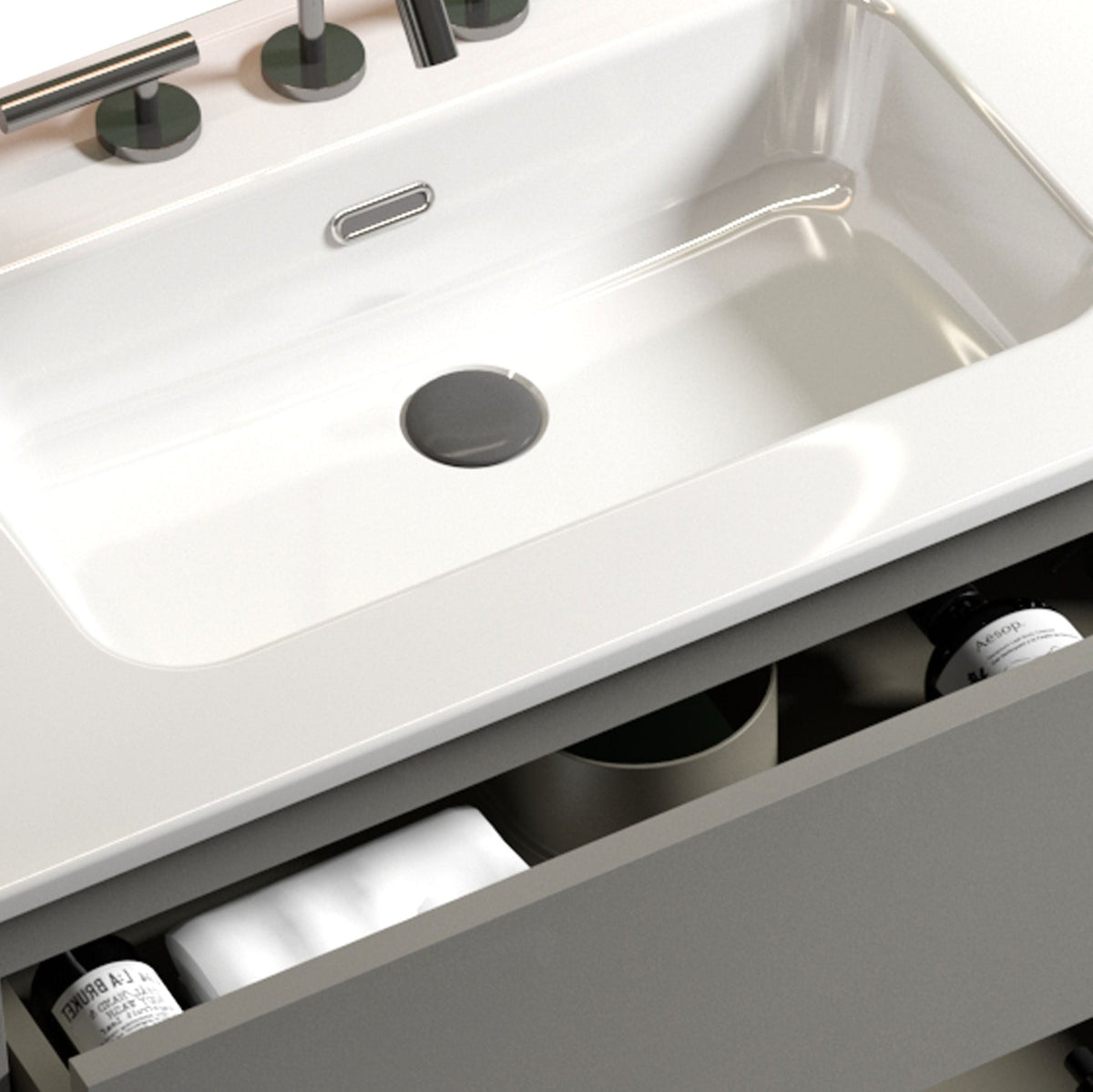 Gray Tia 36" Bathroom Vanity with Engineered Stone Basin