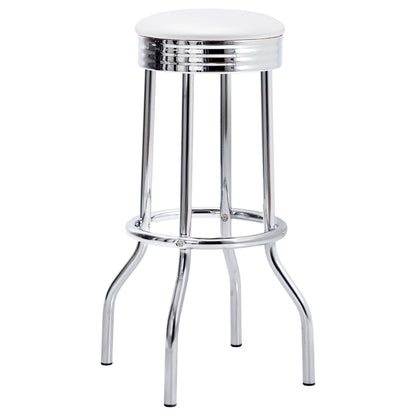 Midge - 3 Piece Round 1950S Bistro Pub Bar Table Set With Upholstery - White