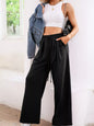 Tied Elastic High Waist Pleated Detail Solid Sweatpants