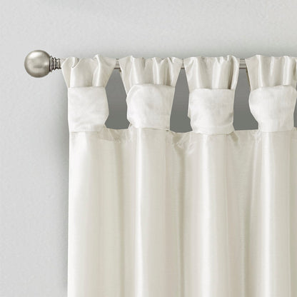 Twist Tab Lined Window Curtain Panel White 50x108