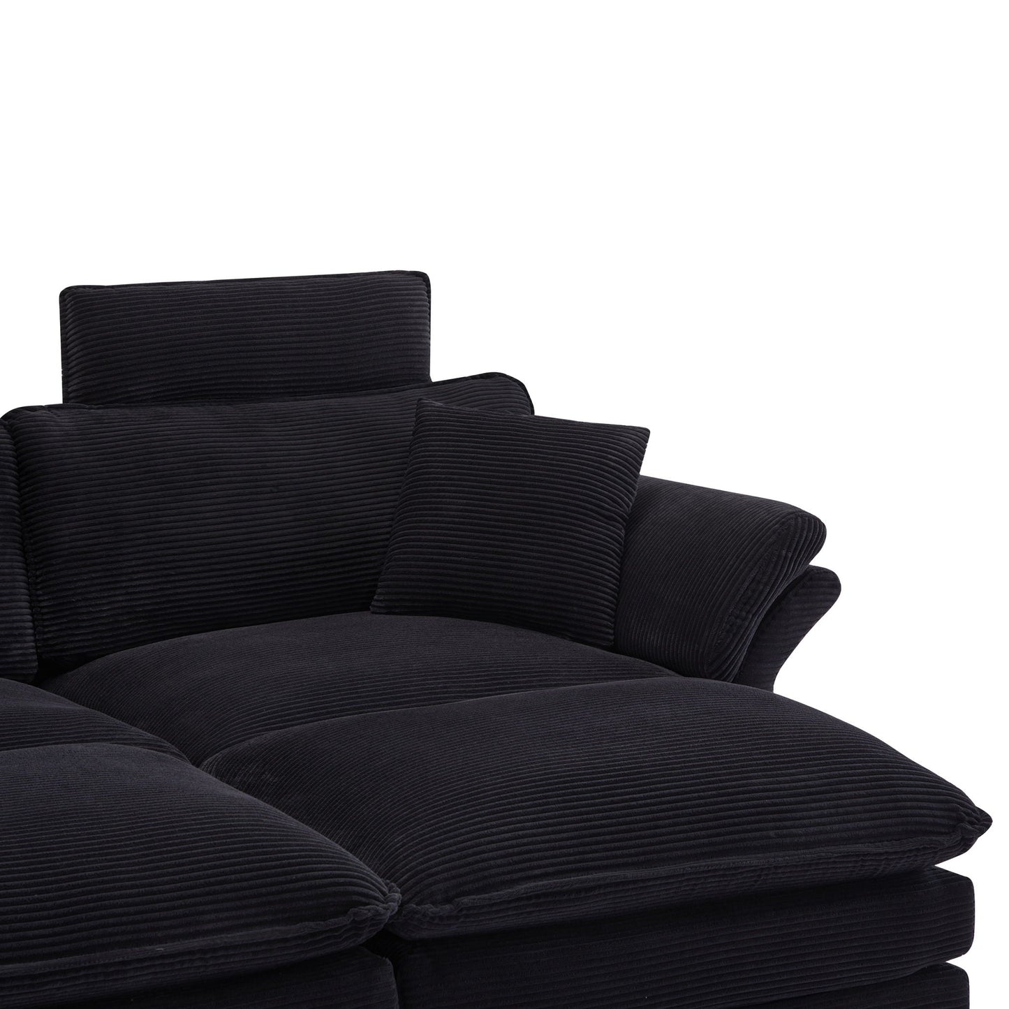 Modern Deep Seat Sectional Sofa With Ottoman