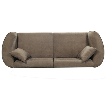 87" Curved Contemporary Sofa in Brown