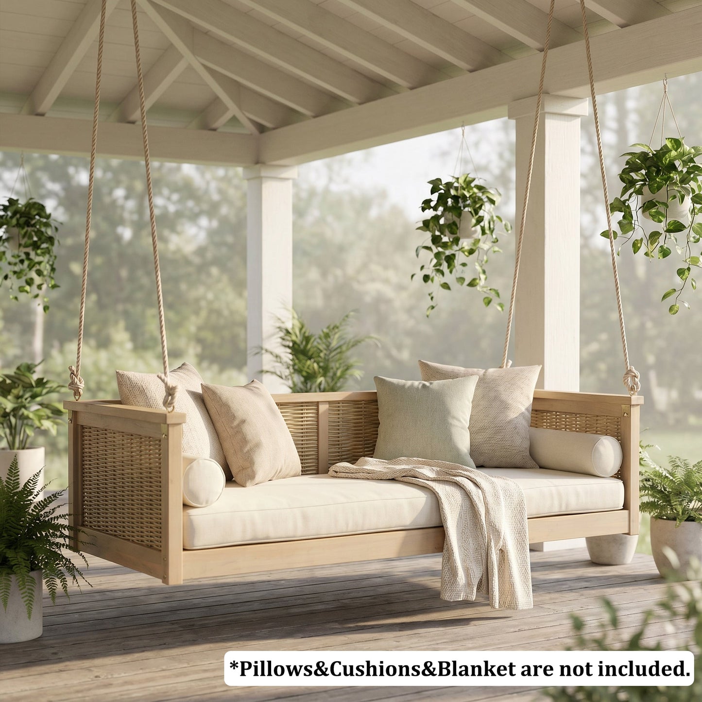 TOPMAX Outdoor Classic Solid Wood Twin Size Swing Bed