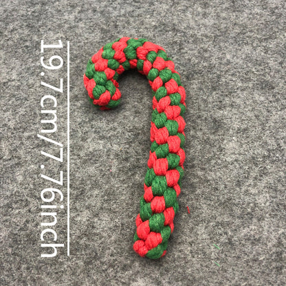 Christmas Pet Cotton Rope Cane Toy Set Bite-resistant Molar Interactive Dog Toy Teeth Clean Festive Toy For Small Medium Dogs