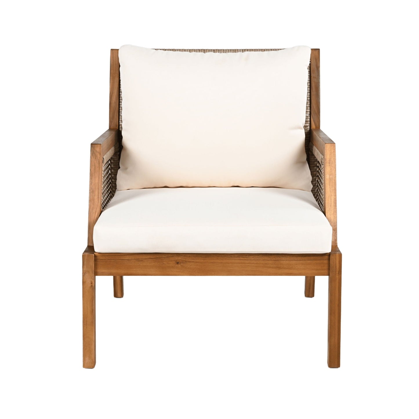 Acacia Wood Patio Furniture Club Chair, Outdoor Wicker Armchair