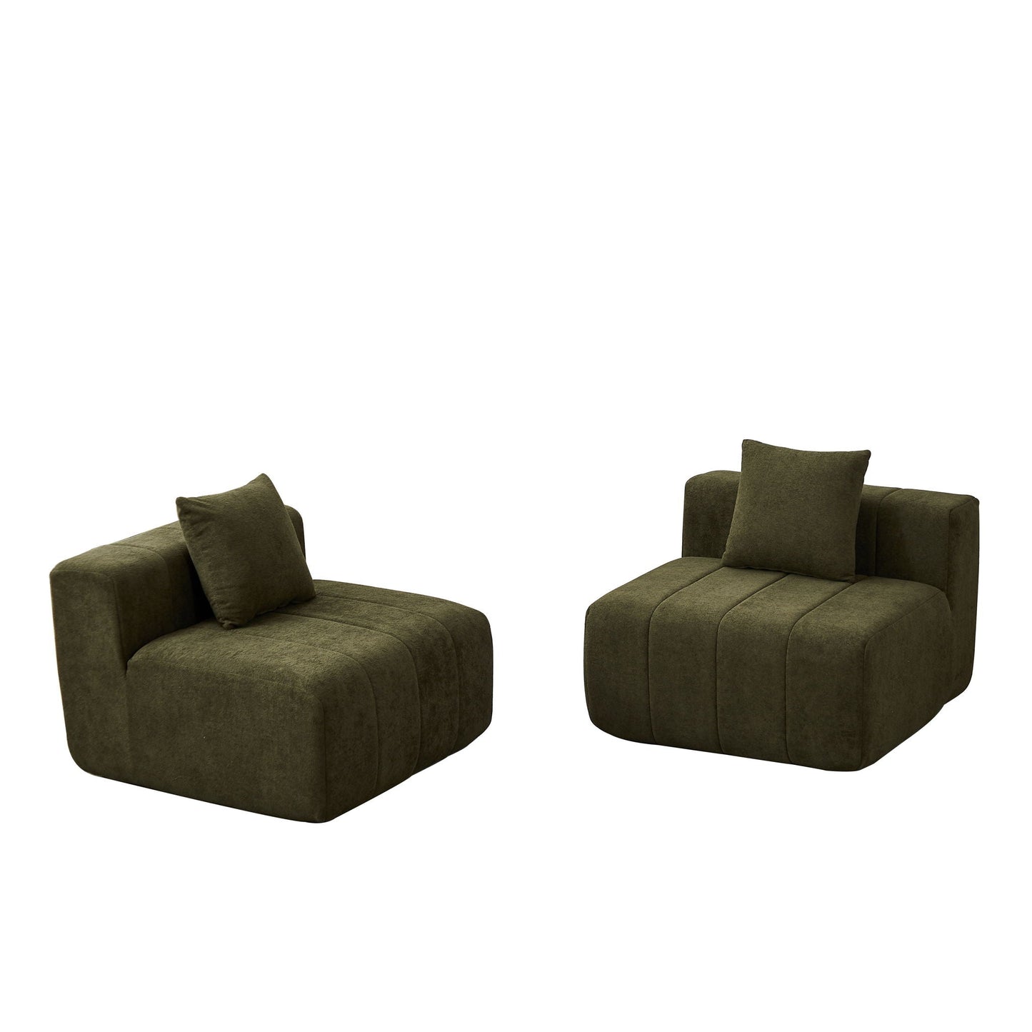 Modular Sectional Sofa With 2 Pillows, Symmetrical Design