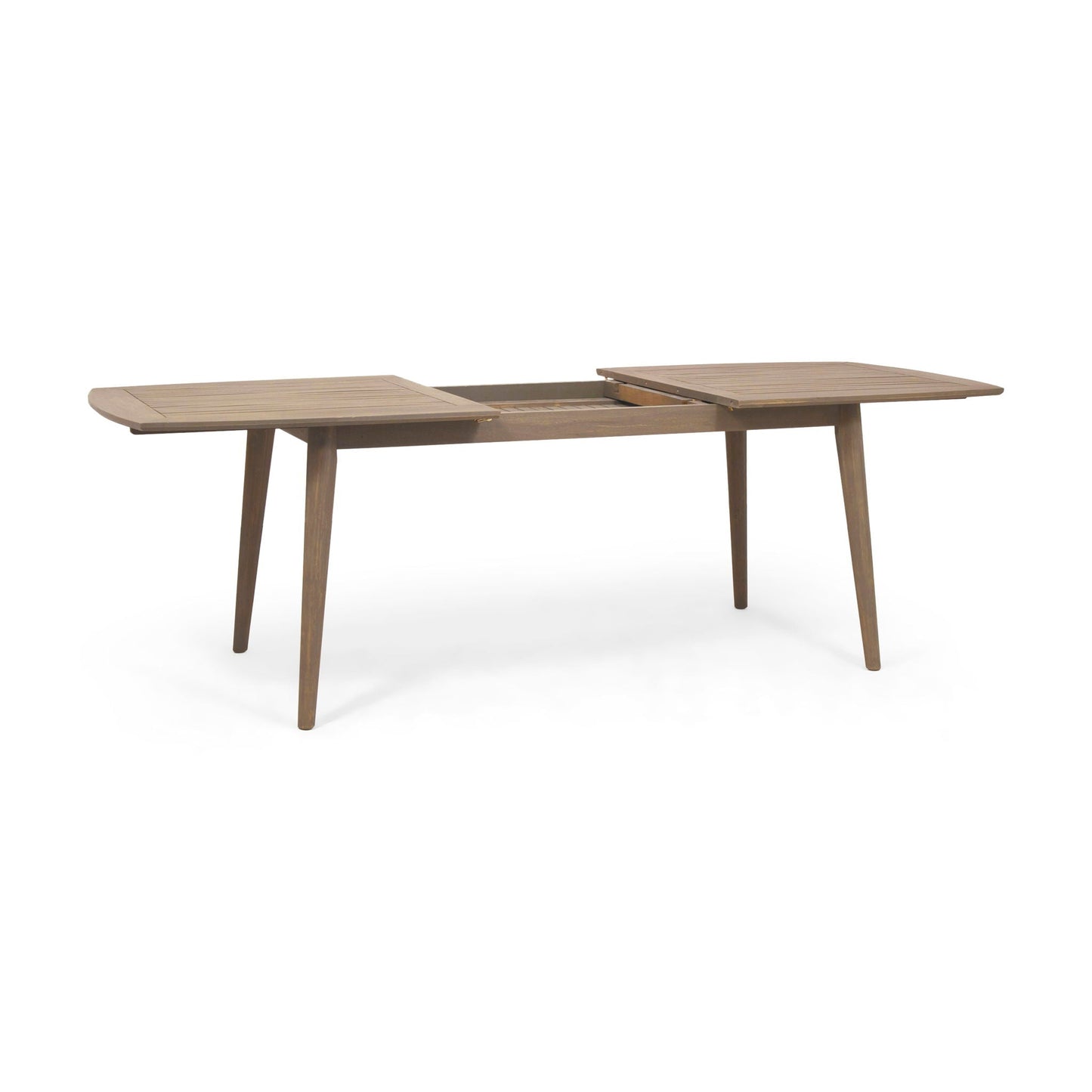 Placidity Outdoor Expandable Dining Table with Slatted Tabletop and Tapered Legs