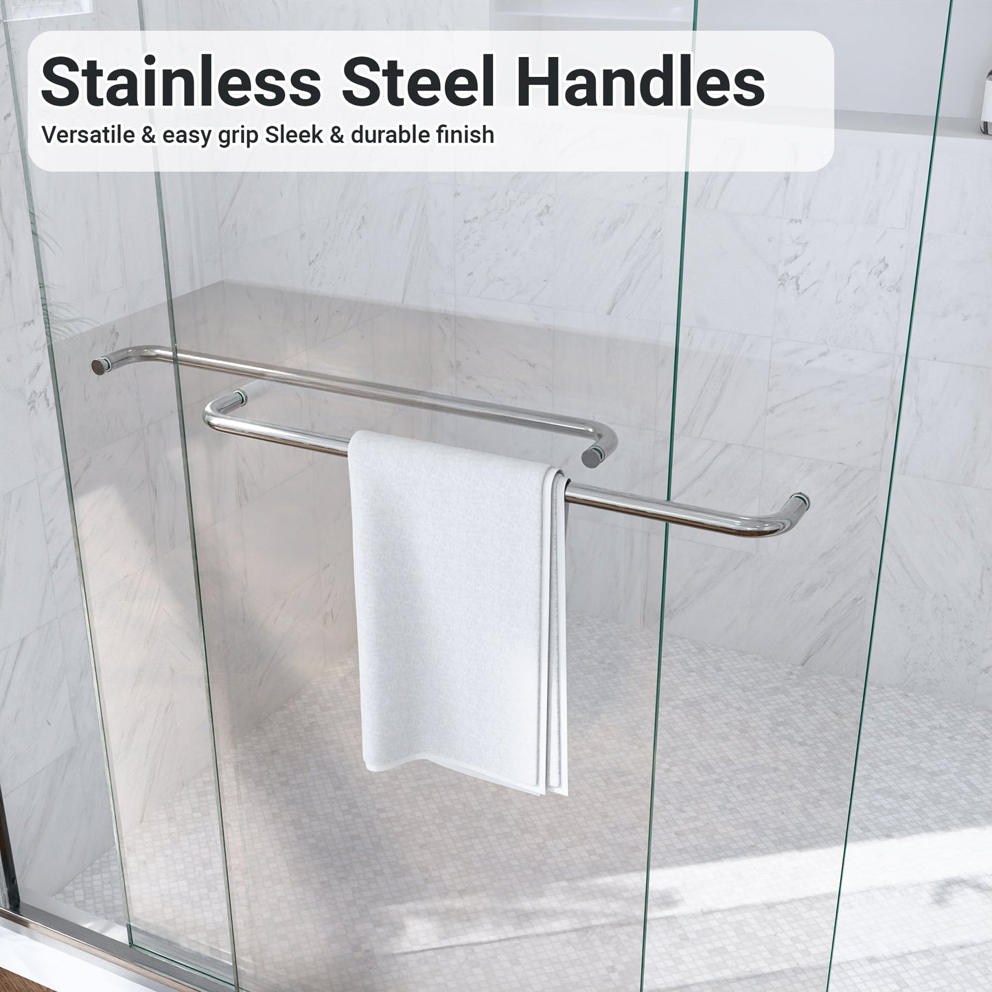 56-60"W x 60"H Semi-Frameless Double Sliding Shower Door