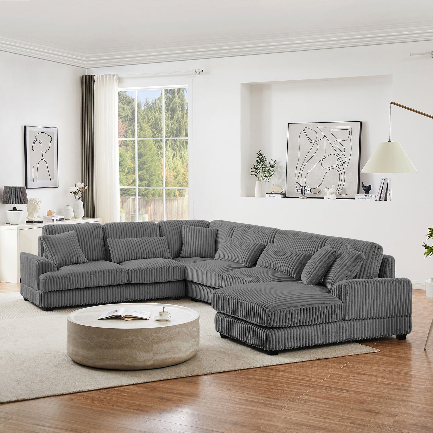 Oversized Sectional Sofa U - Shaped Sofa Couch Modern Sofa Upholstered In Soft With A Chaise Lounge For Living Room