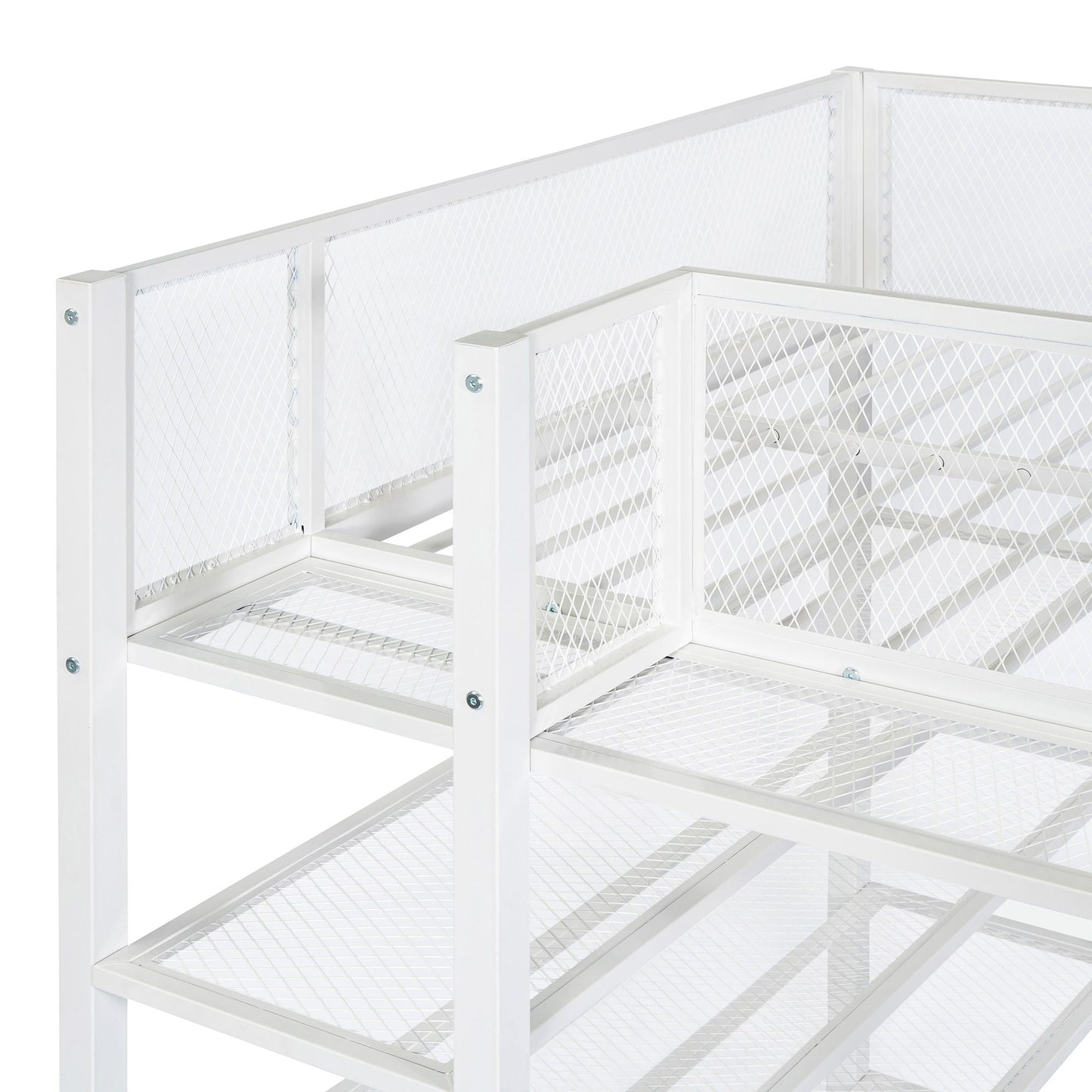 Loft Bed With 4 Tier Shelves And Storage