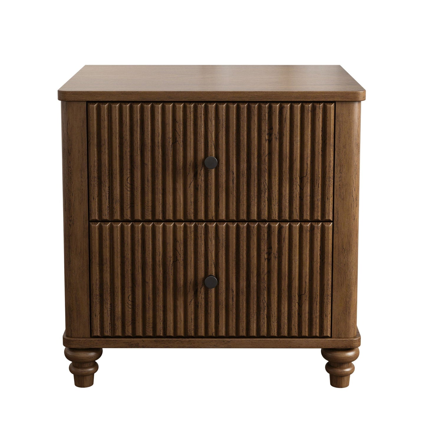 Modern Fluted Nightstand With 3 Drawers