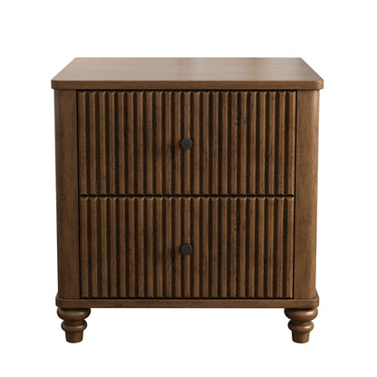 Modern Fluted Nightstand With 3 Drawers