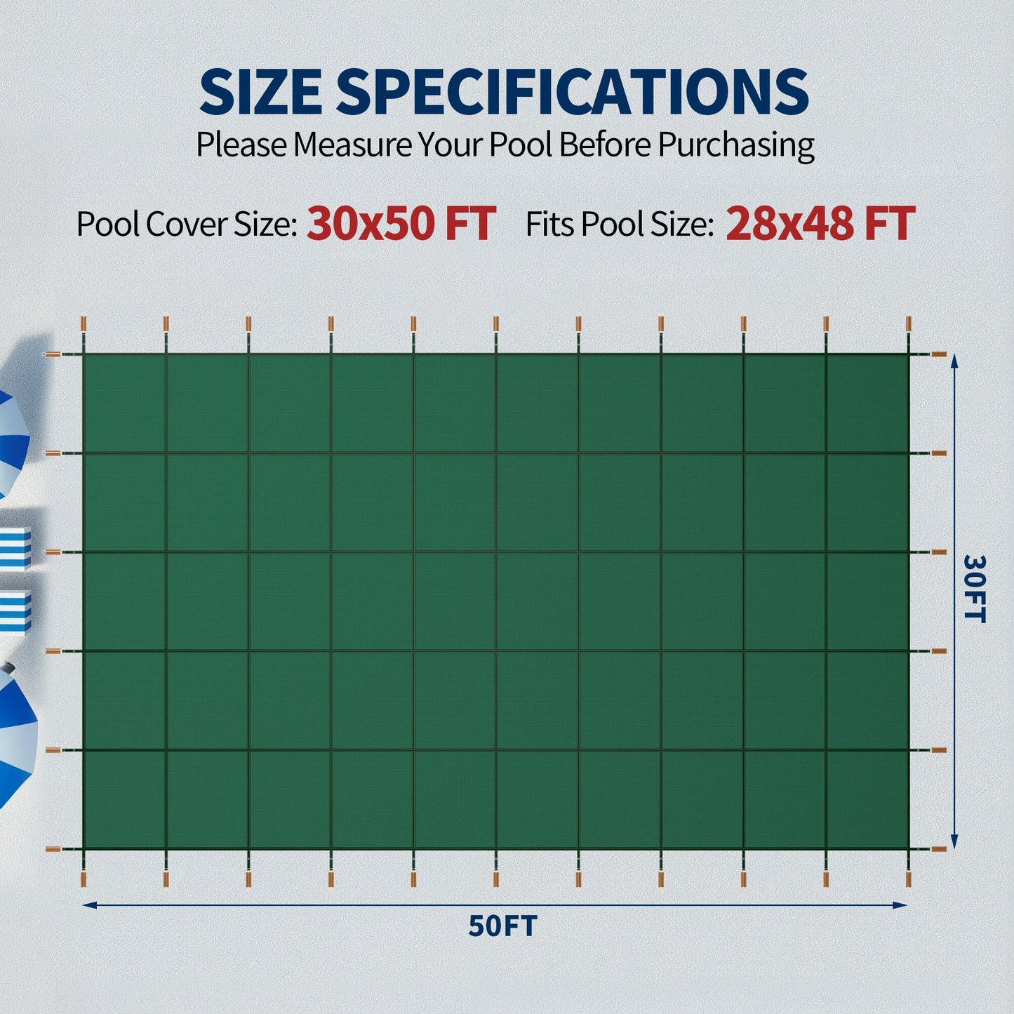 Swimming Pool Safety Cover for 30x50ft Rectangular Inground Pools