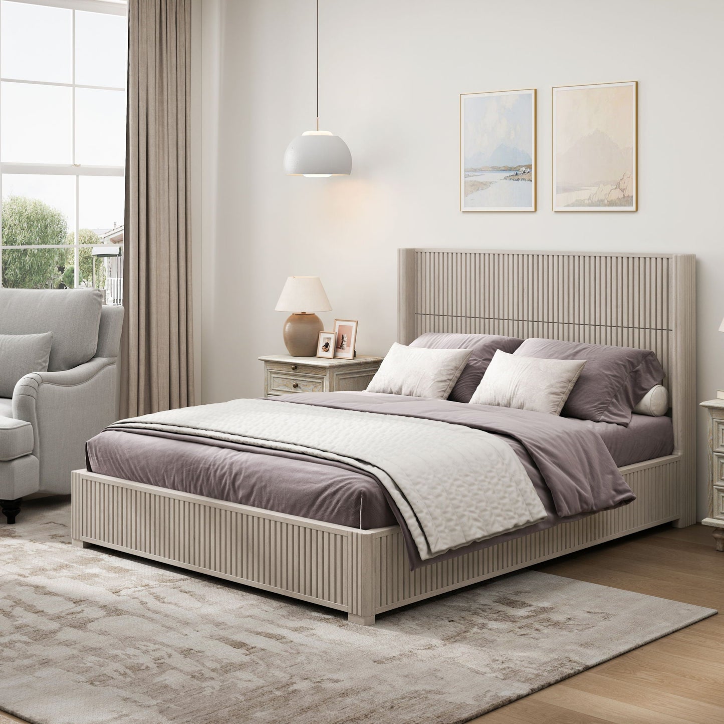 Platform Bed Frame With Headboard, Floor Standing Design