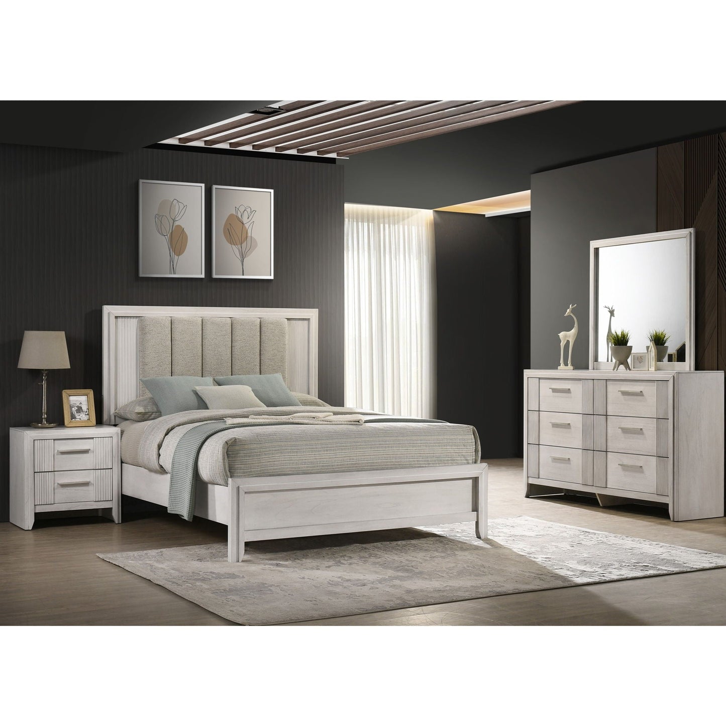 6 Drawer Storage Dresser Furniture - Antique White