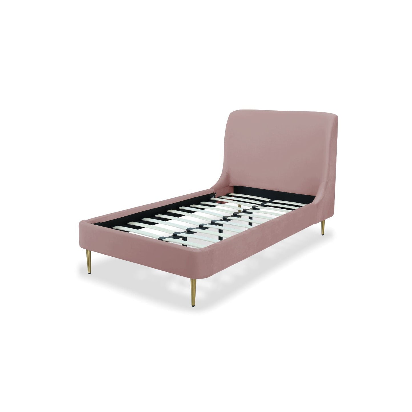 Mid-Century Modern Upholstered Bed With Curved Headboard