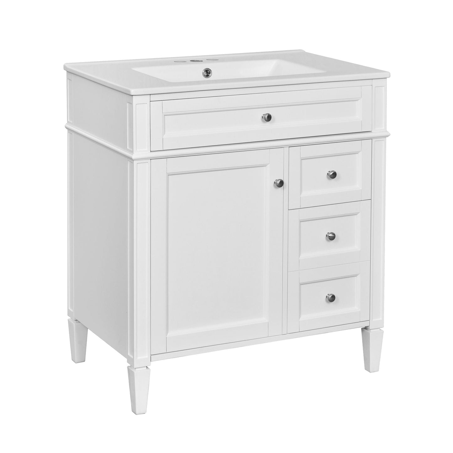 Bathroom Vanity With Top Sink, 2 Drawers & Tip Out Drawer