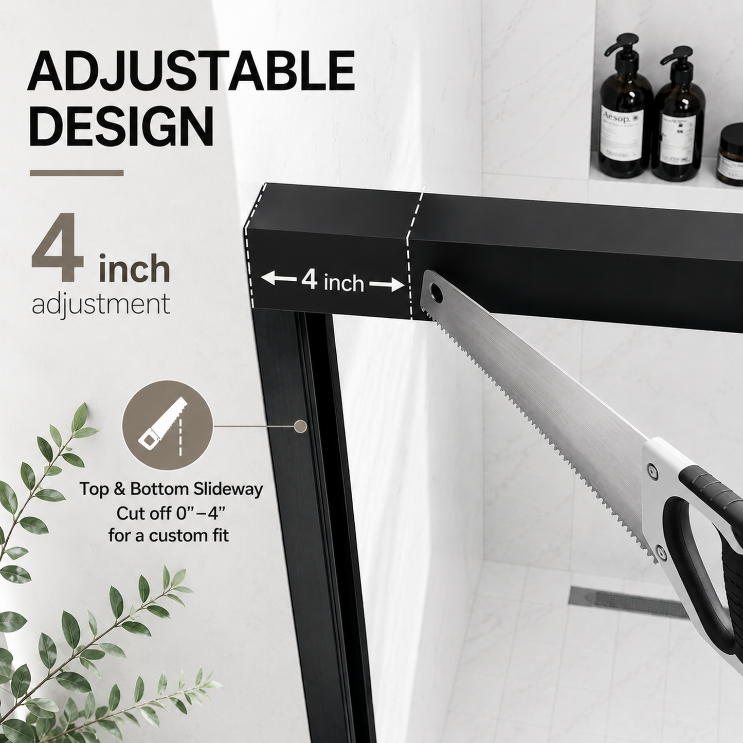 60 in. W x 72 in. H Semi-Frameless Sliding Shower Door