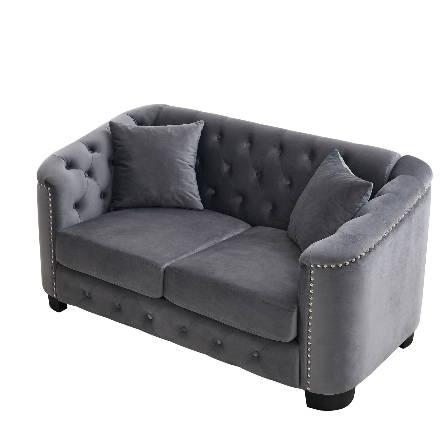 Modern Chesterfield Sofa With Tufted Backrest For Living Room