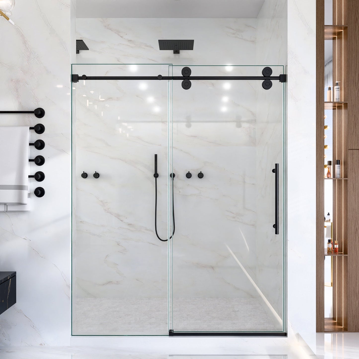 56-60"W x 72"H Frameless Single Sliding Shower Door