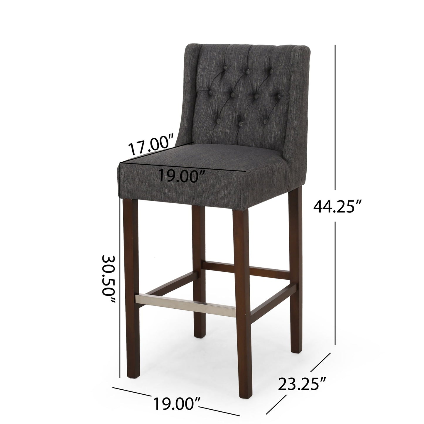 Solstara Upholstered Dining Barstool with Button Tufted and Wing Back