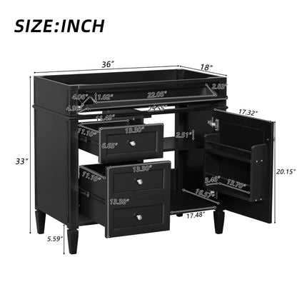 Bathroom Vanity With 2 Drawers And Tip-Out Drawer, Storage Cabinet