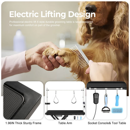 Super Deluxe Electric Pet Grooming Table, Height Adjustable