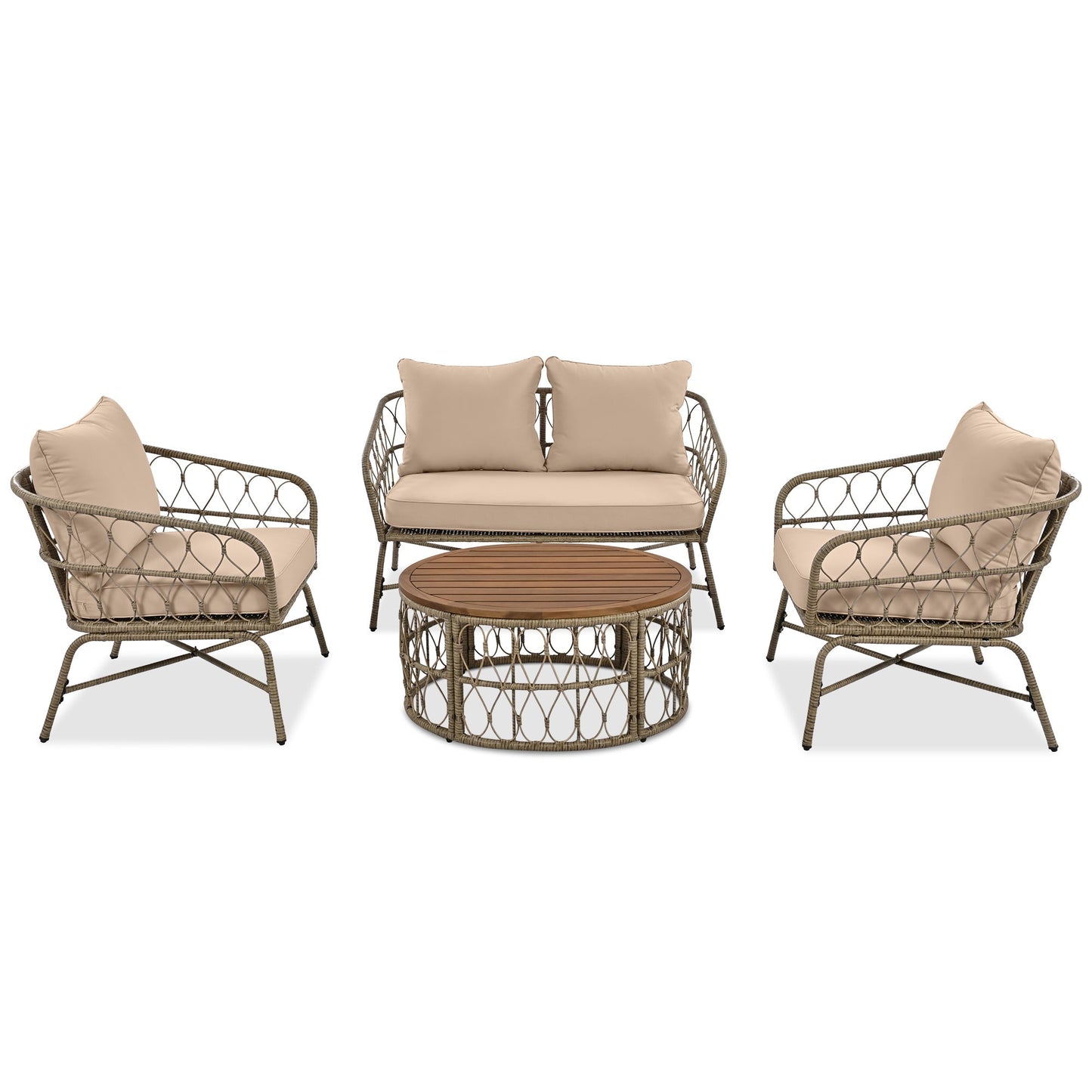 Bohemia-Inspired 4-Person Outdoor Seating Group With Removable Cushions