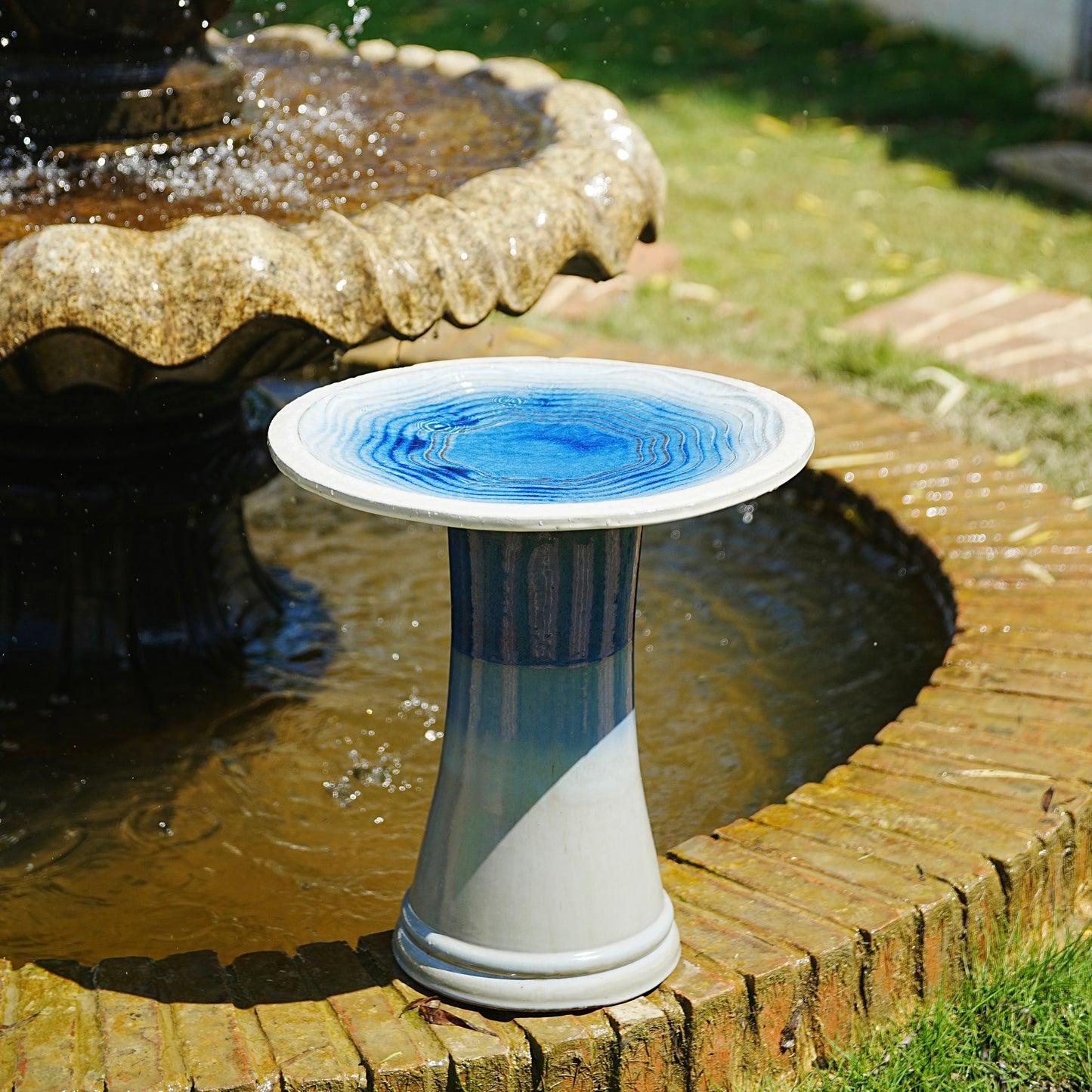 Handmade Glazed Ceramic Bird Bath