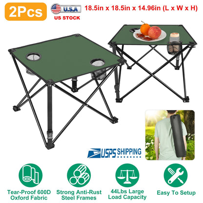 Portable Folding Camping Table with Cup Holders & Carry Bag
