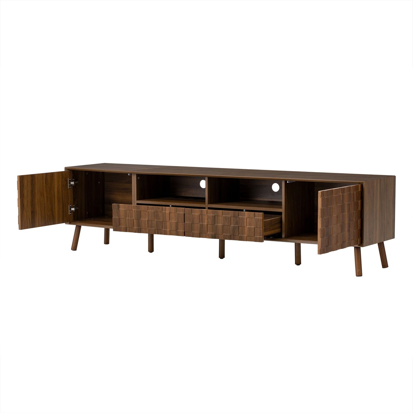 TV Stand With Drawers And Cable Management - Walnut