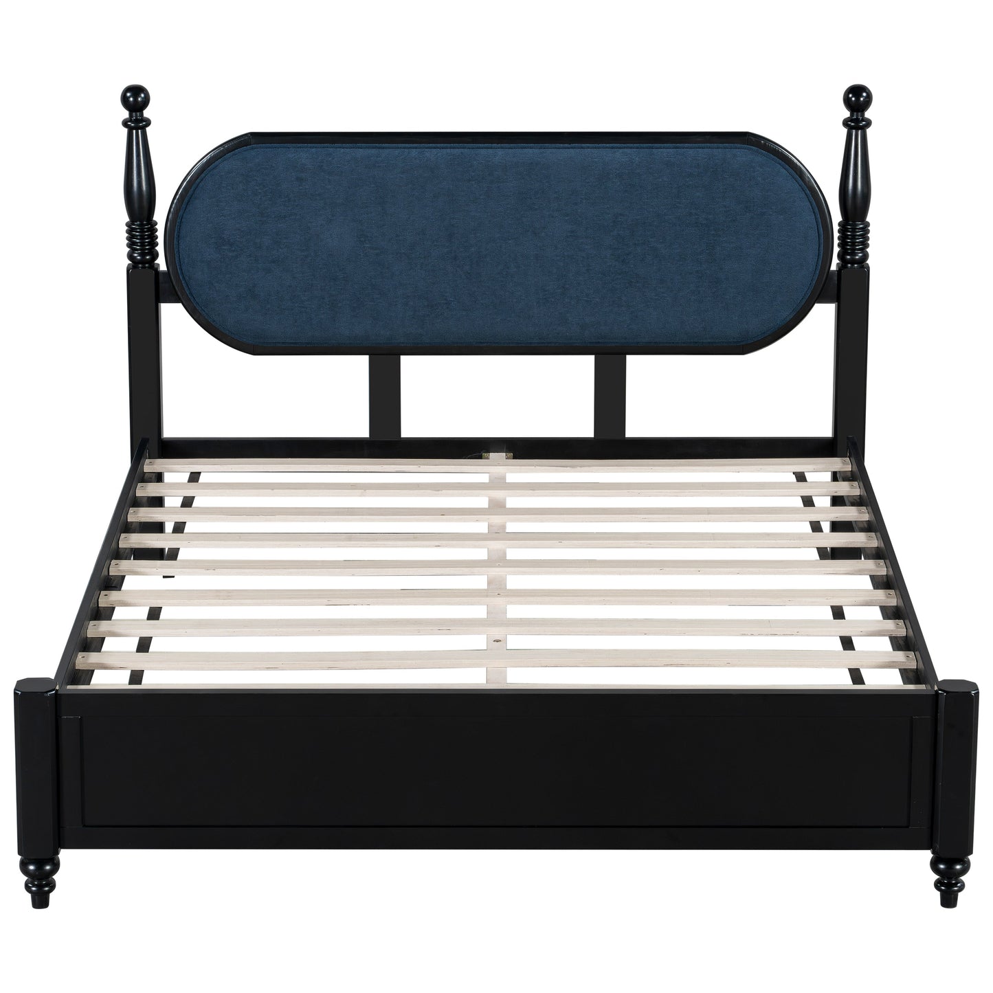 Queen Bed Frame, Solid Wood Platform with Slats