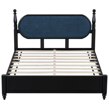 Queen Bed Frame, Solid Wood Platform with Slats
