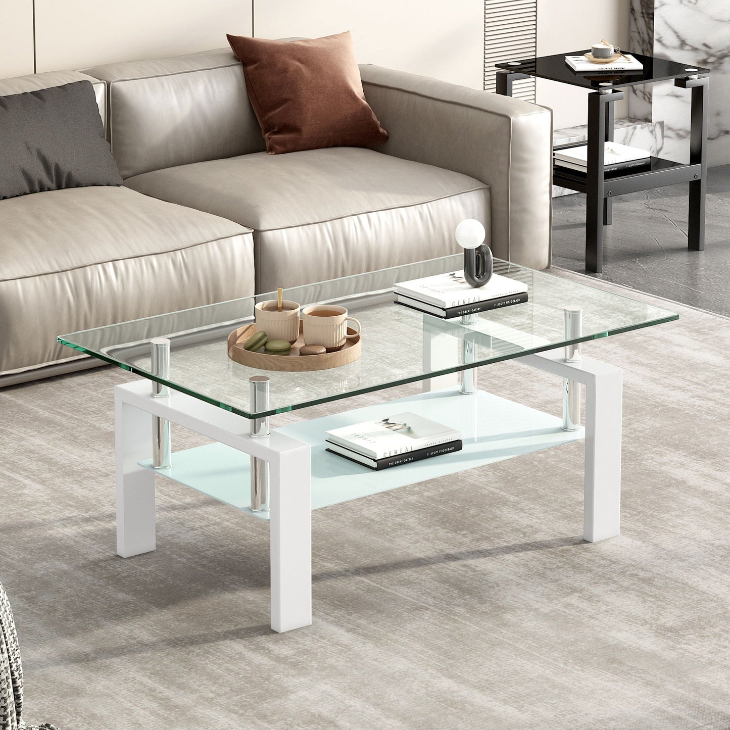 Tempered Glass Table With Storage