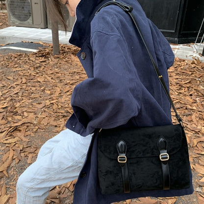Mailman bag female, suede retro matte crossbody, shoulder crossbody bag