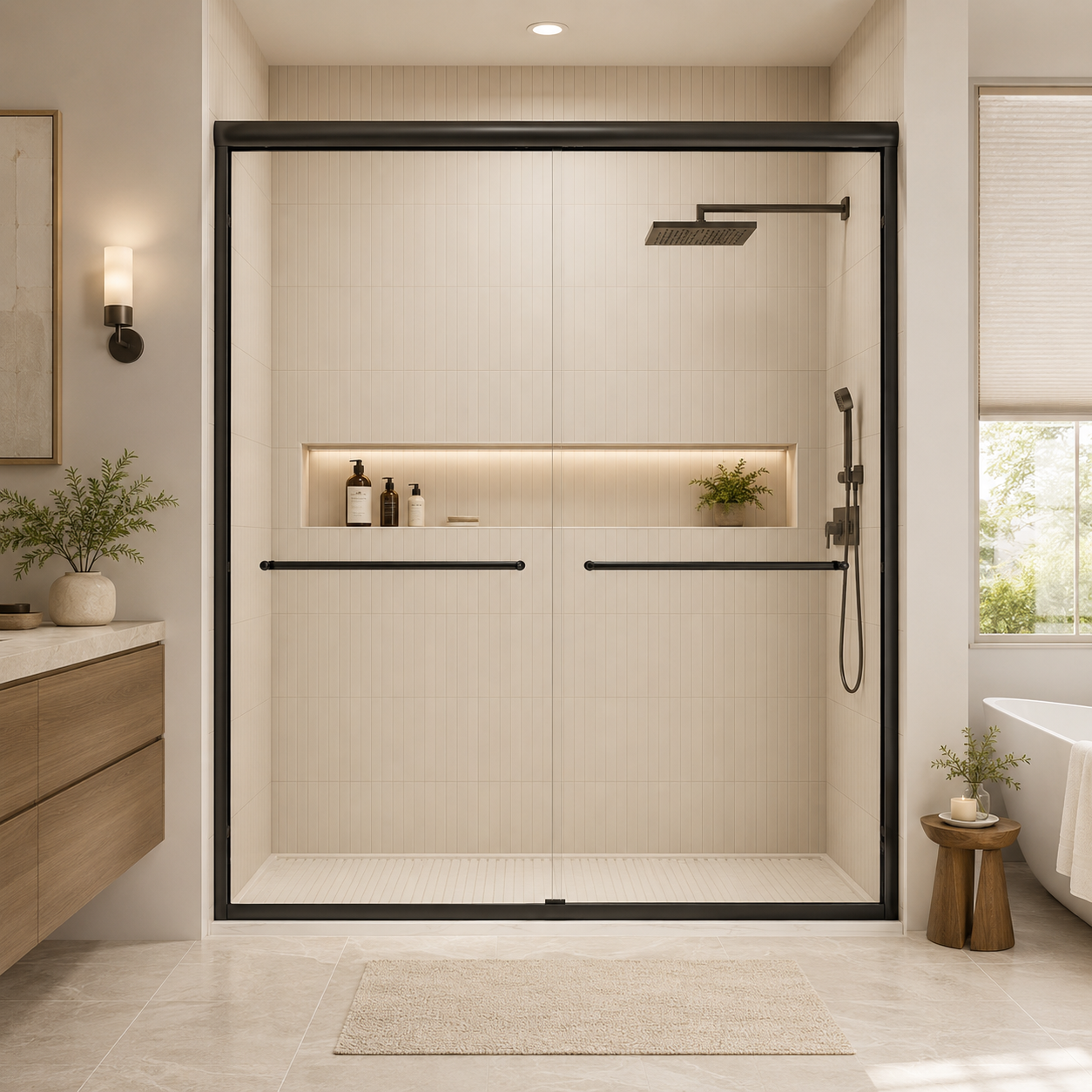 56-60" W x 72" H Framed Double Sliding Shower Door