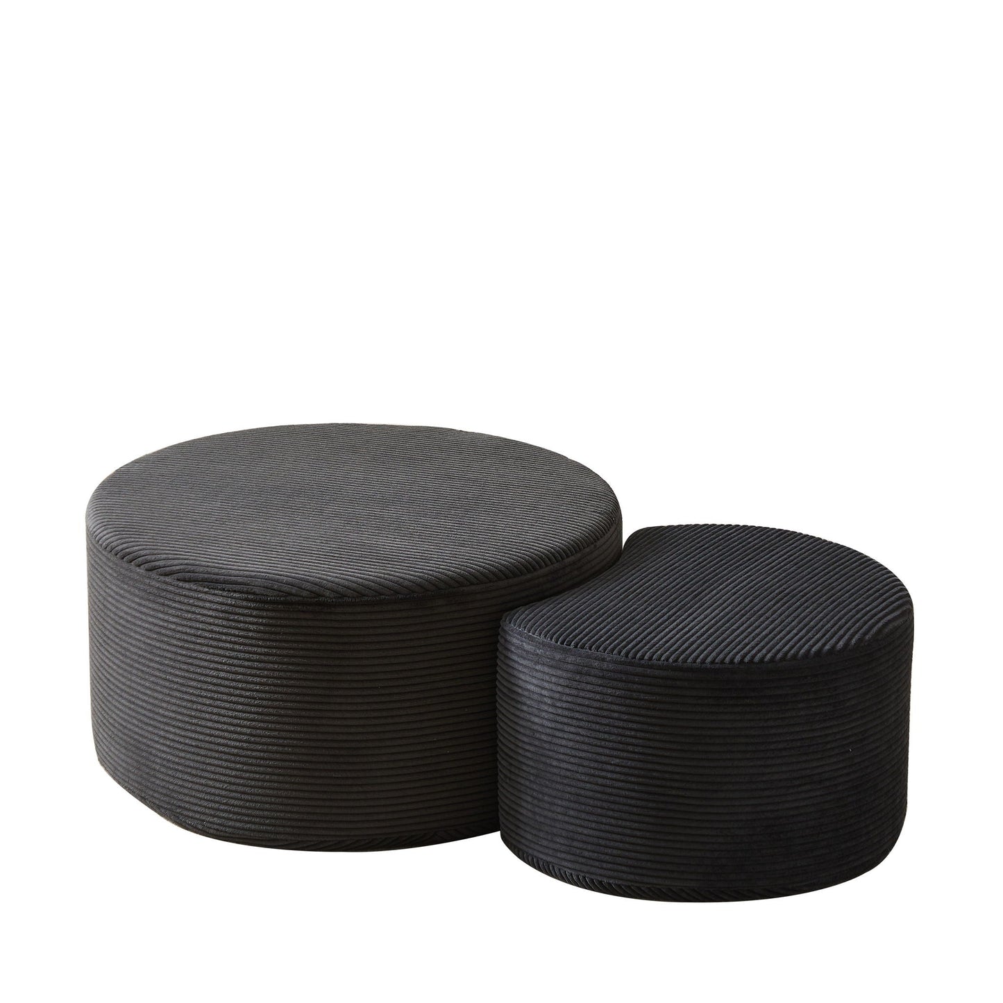 Modern Upholstered Round Coffee Table For Living Room (Set of 2)