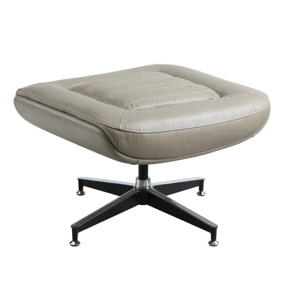 Piran - Twilight Top Grain Leather Accent Chair And Ottoman With Swivel - Gray