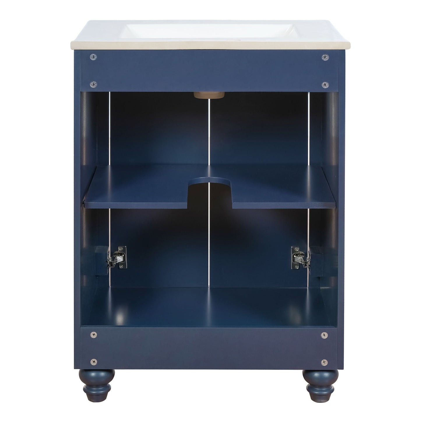 Bathroom Vanity With Ornate Elliptical Motif, Soft Close Hinges